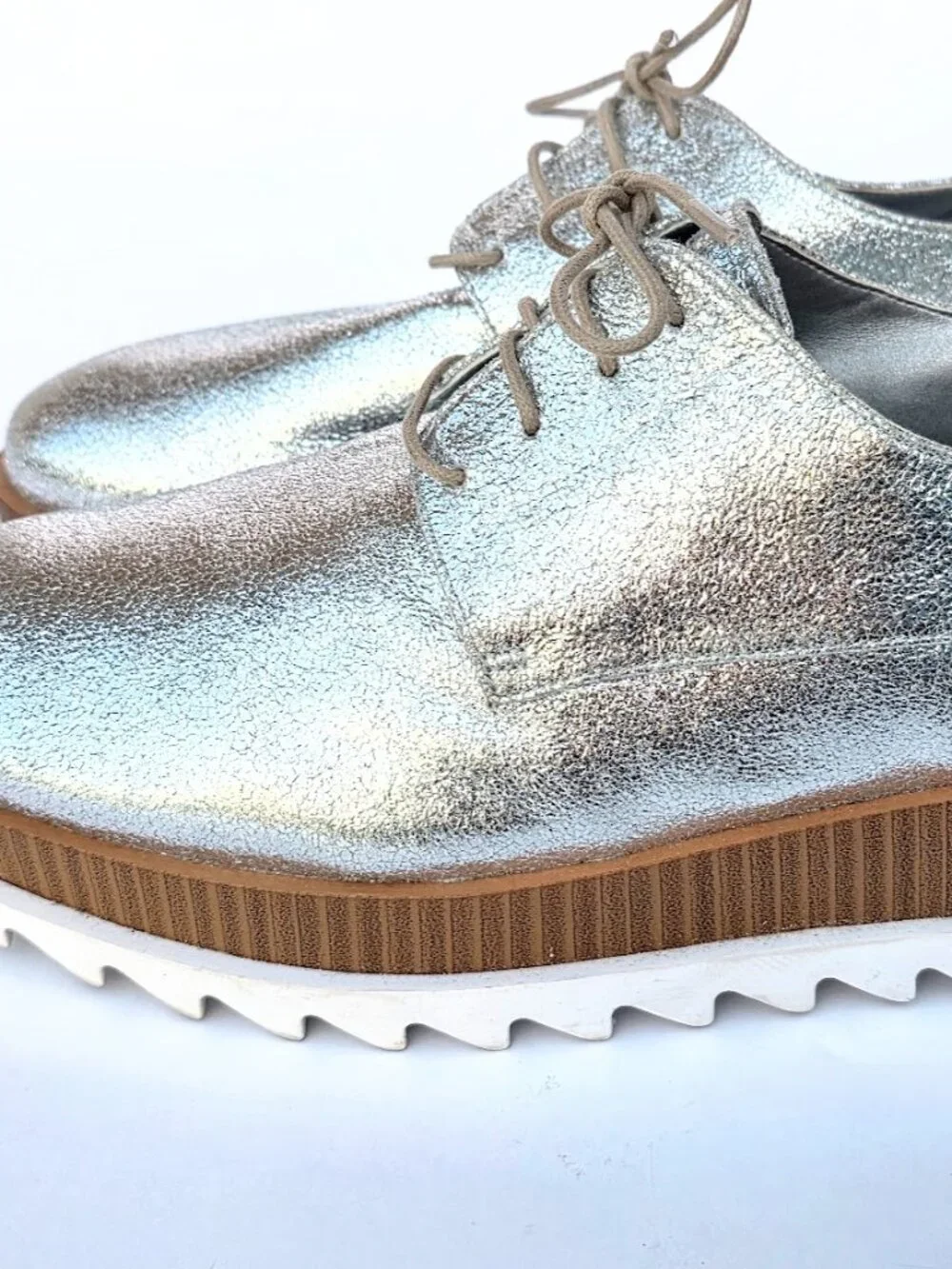 Treasure & Bond Noah Metallic Silver Platform Derby 8.5